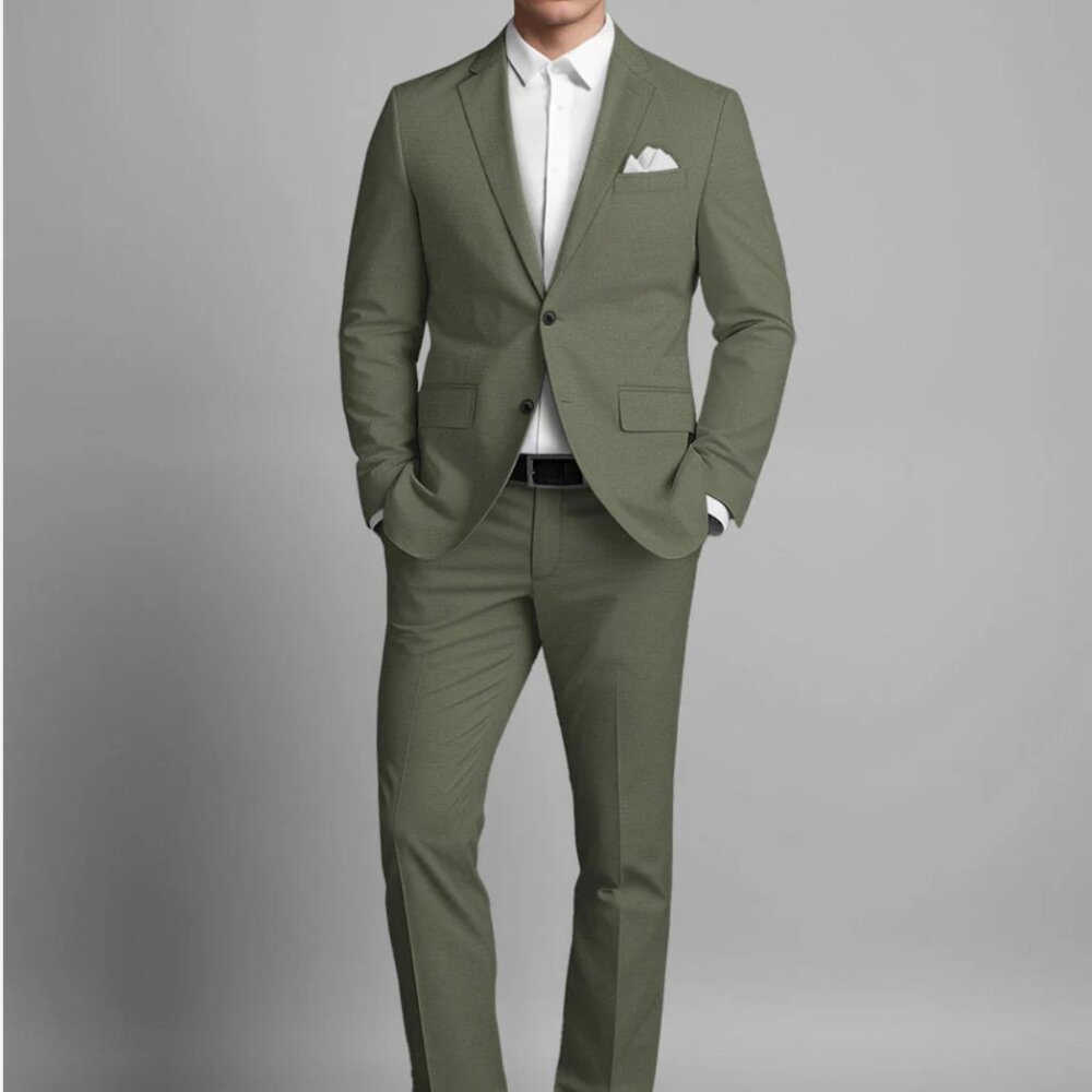 NWT StudioSuits Stretch Summer Olive Green Chino Suit